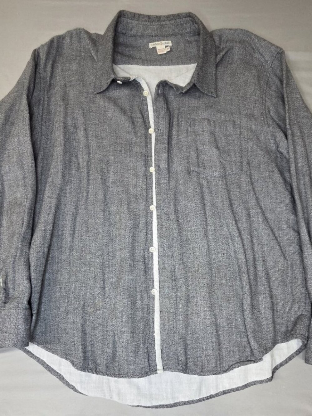 carbon2cobalt XL Grey Textured LS Button Down